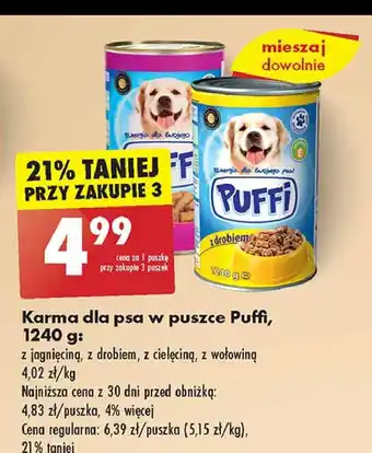 Biedronka Karma dla psa z wołowiną Puffi oferta