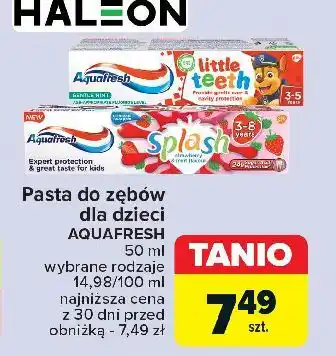 Carrefour Pasta do zębow truskawkowa 3-8 lat Aquafresh Splash oferta