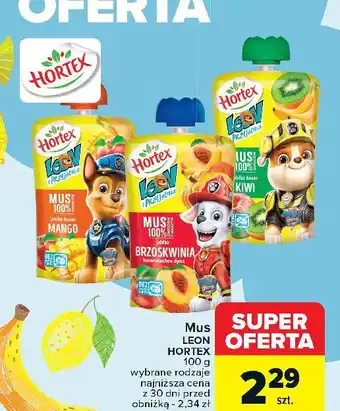 Carrefour Mus banan jabłko mango Hortex Leon oferta