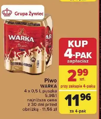 Carrefour Piwo Warka oferta