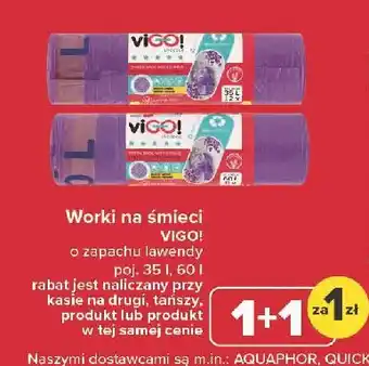 Carrefour Worki na śmieci z uszami lawenda 60 l Vigo! oferta