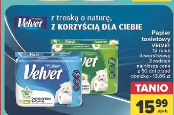 Carrefour Papier toaletowy delikatnie biały Velvet oferta