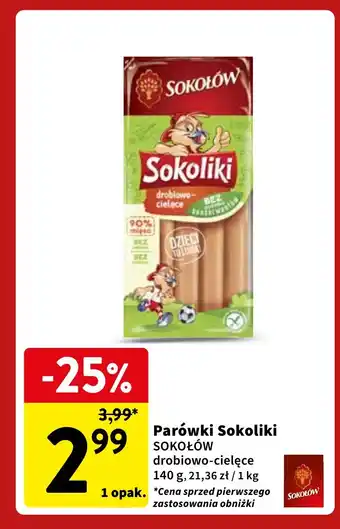 Intermarche Parówki Sokoliki SOKOŁÓW drobiowo-cielęce 140 g oferta