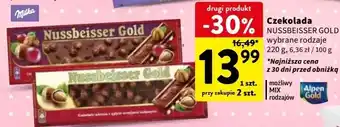 Intermarche Czekolada mleczna z całymi orzechami laskowymi Alpen Gold Nussbeisser oferta
