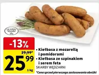Intermarche Kiełbasa z pomidorami i mozzarellą Skarby Wędzarni oferta