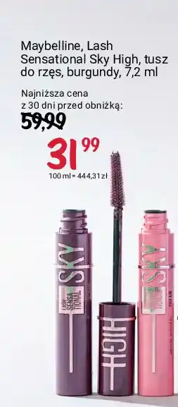 Rossmann Tusz do rzęs pink Maybelline Lash Sensational Sky High oferta