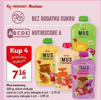 Auchan Mus jabłko-burak-truskawka Auchan oferta