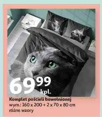 Auchan Komplet pościeli bawełnianej 160 x 200 cm + 2 70 80 oferta