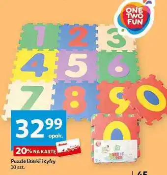 Auchan Puzzle literki i cyfry One Two Fun oferta