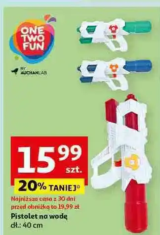 Auchan Pistolet na wode 40 cm One Two Fun oferta