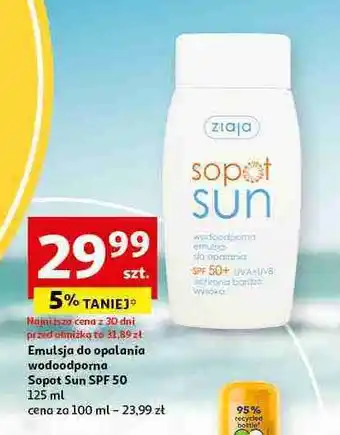 Auchan Emulsja do opalania wodoodporna spf50+ Ziaja Sopot Sun oferta