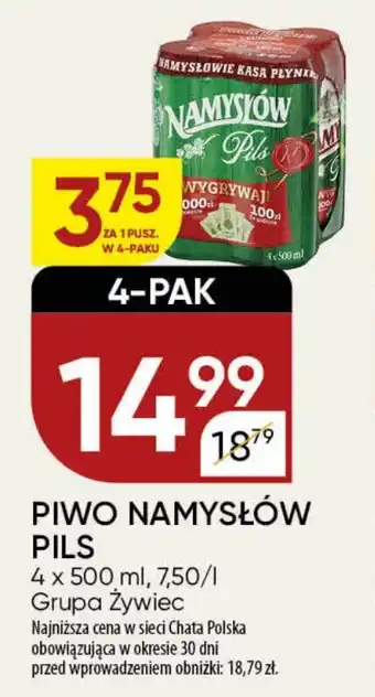 Chata Polska PIWO NAMYSŁÓW PILS 4 x 500 ml oferta