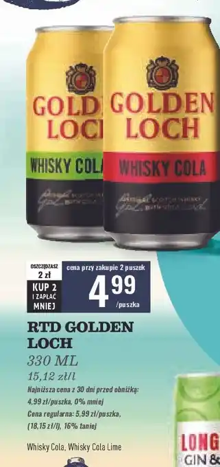 Biedronka Whisky + cola lime Golden Loch oferta