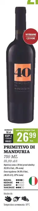 Biedronka Wino Primitivo Di Manduria 40 oferta