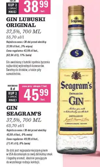 Biedronka Gin Seagram's Extra Dry oferta