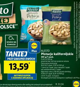 Pistacje kalifornijskie prażone i solone Alesto