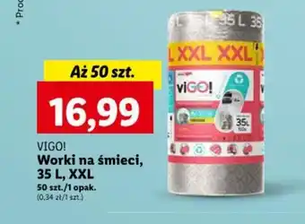 Lidl VIGO! Worki na śmieci, 35 l, XXL 50 szt. oferta