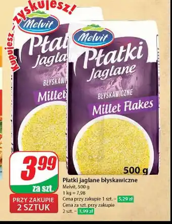 Dino Płatki błyskawiczne jaglane Melvit oferta