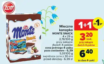 Carrefour Mleczna kanapka MONTE SNACK 4x29g oferta