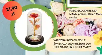 WIECZNA RÓŻA W SZKLE ŚWIECĄCA LED PREZENT DLA NIEJ NA DZIEŃ KOBIET MAMY