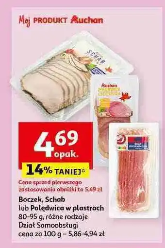 Auchan Boczek wędzony plastry Auchan oferta
