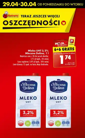 Biedronka Mleko 3.2% Mleczna Dolina oferta