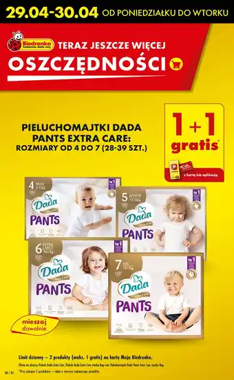 Biedronka Pieluchomajtki Dada Extra Care oferta