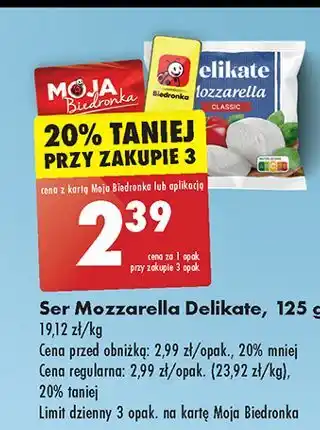 Biedronka Ser mozzarella Delikate oferta