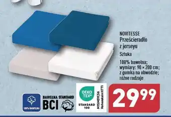ALDI Prześcieradło z jerseyu gumką 90 x 200 cm Novitesse oferta