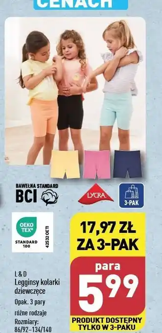 ALDI Legginsy kolarki 86/92-134/140 L&D oferta