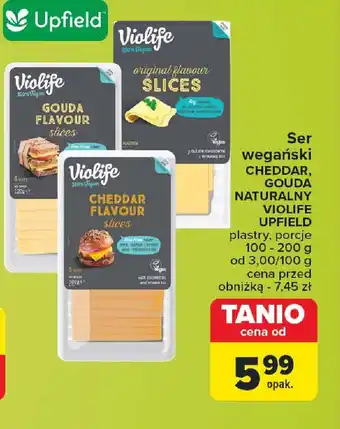 Carrefour Ser wegański CHEDDAR, GOUDA NATURALNY VIOLIFE UPFIELD 100 - 200 g oferta