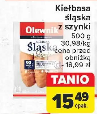 Carrefour Kiełbasa śląska z szynki 500 g oferta