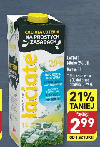 ALDI ŁACIATE Mleko 2% UHT 1 l oferta