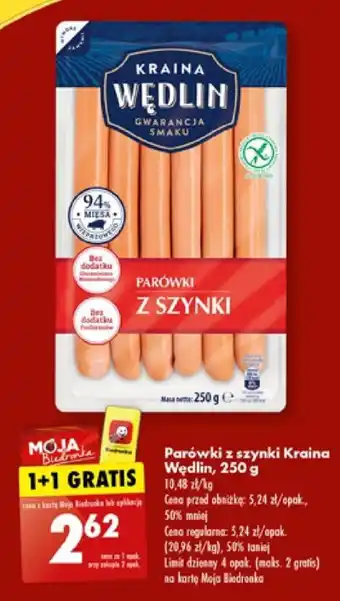 Biedronka Parówki z szynki Kraina Wędlin 250 g oferta