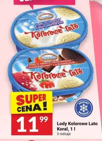 Twój Market Lody Kolorowe Lato Koral, 1 l oferta