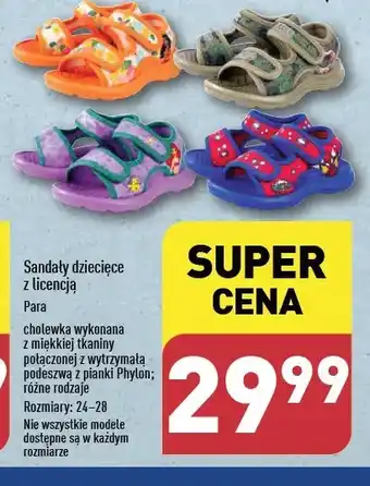 ALDI Sandały dziecięce spiderman 24-28 oferta