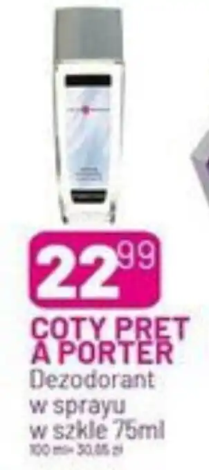 Koliber drogerie COTY PRET A PORTER Dezodorant w sprayu w szkle 75ml oferta