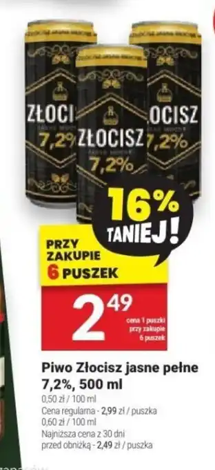 Twój Market Piwo Złocisz jasne pełne 7,2% 500 ml oferta