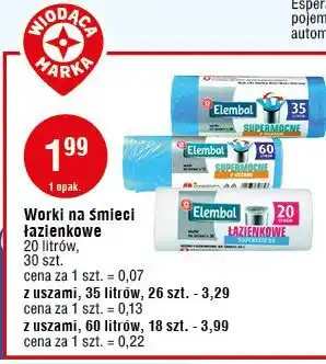 E.Leclerc Worki na śmieci z taśmą 60 l Wiodąca Marka Elembal oferta