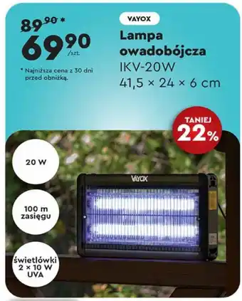 Biedronka Lampa owadobójcza IKV-20W 41,5x24x6cm oferta