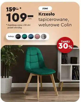 Biedronka JUMI Krzesło tapicerowane, welurowe Colin oferta