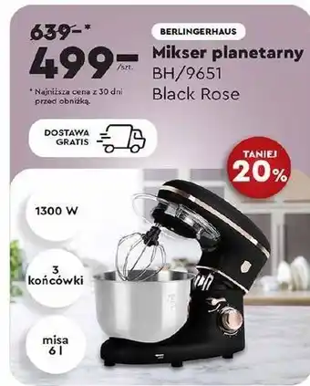 Biedronka Mikser planetarny black rose 1300 w Berlinger Haus oferta