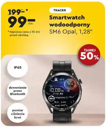 Biedronka TRACER Smartwatch wodoodporny SM6 Opal, 1,28" oferta