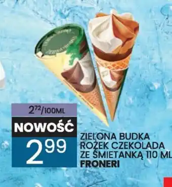 Wafelek ZIELONA BUDKA ROŻEK CZEKOLADA ZE ŚMIETANKĄ 110 ML FRONERI oferta