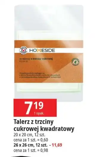 E.Leclerc Talerz z trzciny cukrowej 20 x cm Homeside oferta