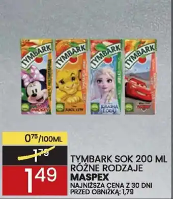 Wafelek TYMBARK SOK 200 ML MASPEX oferta