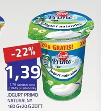 Hildebrandt JOGURT PRIMO NATURALNY 180 G+20 G ZOTT oferta