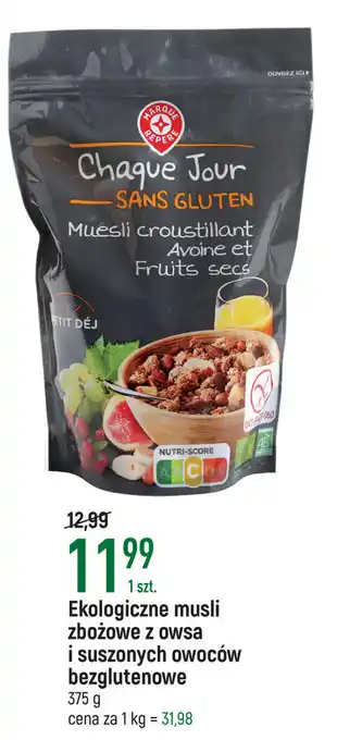 E.Leclerc Ekologiczne musli zbożowe z owsa i suszonych owoców bezglutenowe 375g oferta