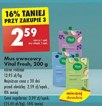 Biedronka Mus jabłko-gruszka Vital Fresh oferta