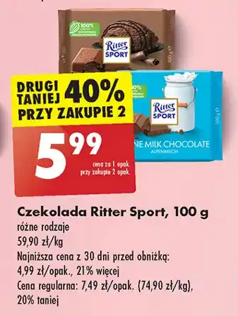 Biedronka Czekolada mleczna alpejska Ritter Sport oferta